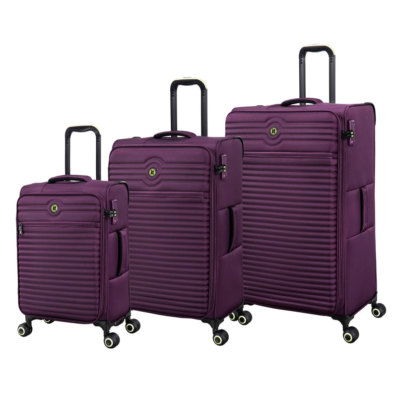 It Luggage Circulator 3 Piece Softside 8 Wheel Expandable Spinner Luggage Set, Italian Plum