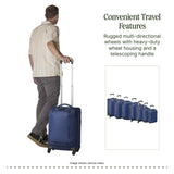 eagle creek Expanse 4-Wheel 21.5" International Carry-On Luggage - Four-Wheel Carry-On Luggage for Easy Travel - Lockable Zippers - Expandable Main Compartment - Telescoping Handles - Pilot Blue