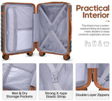 UKEIN Luggage Sets 3 Piece, Carry On Luggage 20In With Spinner Wheels,PC Hardside Suitcase Set with TSA Lock,Durable Carry On Suitcase With Travel Backpack for Men (Grey, 3 piece set (20inch))