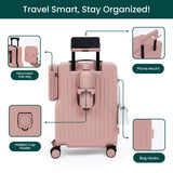 NOBL Duo Carry Carry-On Luggage with Detachable Side Bag, 22.1x14.6x10.5 Airline Approved, Noble Zipperless PC Hard Shell Suitcase & Crossbody, 360° Spinner Wheels, TSA Locks, USB Port - Blush