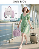 BAGSMART Toiletry Bag for Women with Dual-Padded Handles, Puffy Lightweight Makeup Bag for Makeup Accessories, Brushes Set, Travel-Sized Container, Camel