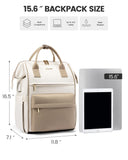 LOVEVOOK Laptop Backpack for Women 15.6 Inch, Travel Backpack with USB Charging Port Large Capacity Laptop Bag, Waterproof Bag for Business College Airline Approved Work Backpack(Beige)
