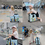 TIBIBOO Ride On Suitcase for Kids, Kids Ride On Luggage, 20” Carry On Kids Luggage with Wheels, Hard Shell Travel Suitcase for Ages 3–7