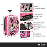 Disney Minnie Mouse Bows & Shooting Stars Black & Pink 16.5" Rolling Luggage