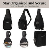 Securtex® Anti-Theft Daytripper Sling - 7x12" Travel Safe Crossbody Bag w/Locking Zippers, Slash-Resistance