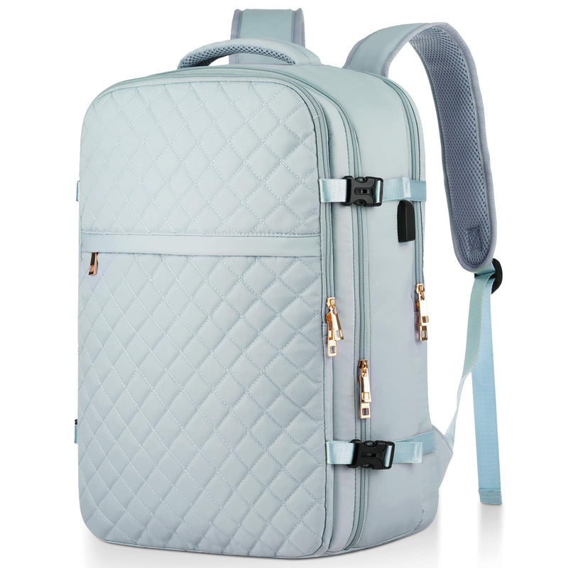 MOMUVO Large Travel Backpack Women, Flight Approved Carry On Backpack, Water Resistant Anti-Theft Large Casual Daypack Fit 17 Inch Laptop with USB Charging Port, Blue