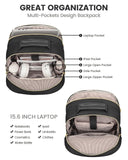 LOVEVOOK Laptop Backpack Purse for Women, Work Travel Computer Bags, College School Backpack for Student Girl, Quilted Casual Daypack with USB Port, Fit 15.6 Inch Laptop, Black