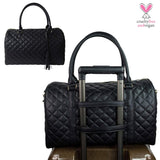 Womens Quilted Weekender Duffle Carry Bags Overnight Travel Handbag Shoulder Tote Trolley Handle Luggage TSA Approved Bag Quad Duffle 43 (Black-03)