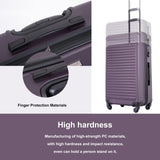 Tripcomp Luggage Sets 3piece Set Hardshell Luggage with Spinner Wheels, TSA Lock, Travel Suitcase Sets, 20 Inch Carry On, 24 Inch Mid-size, 28 Inch Large siutcase (Aubergine)