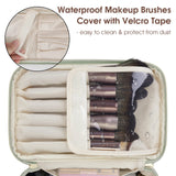 Wandering Nature Makeup Bag, Travel Make Up Organizer Cosmetic Brush Bags Case for Women in Vegan Leather, Sage Green, Patent Pending