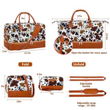 Weekender Bag for Women, Travel Duffel Bag Carry On Overnight Bag with Shoe Compartment Large Nylon Travel Weekend Tote Bag, 5-Brown Cow