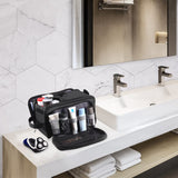 Buruis Extra Large Toiletry Bag for Men, Travel Toiletry Organizer Dopp Kit Water-resistant Shaving Bags, PU Leather Cosmetic Bathroom Shower Bag for Toiletries, Grooming, Accessories (Black)