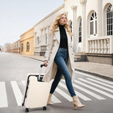 Hoteel Luggage Sets 5 Piece, 4-Yr Warranty Durable Suitcase Dual-Spinner Wheel TSA Lock, Lightweight Travel Hardshell PC+ABS Carry on Luggage for Men&Women, Beige(20in/24in/28in/BP/TB)
