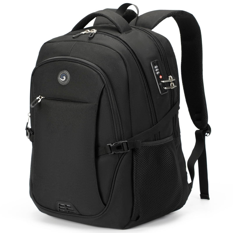 SHRRADOO Anti Theft Laptop Backpack Travel Backpacks with Combination Lock for Women Men High School College Backpack Computer Bag Fits 17 Inch Laptop,Grey