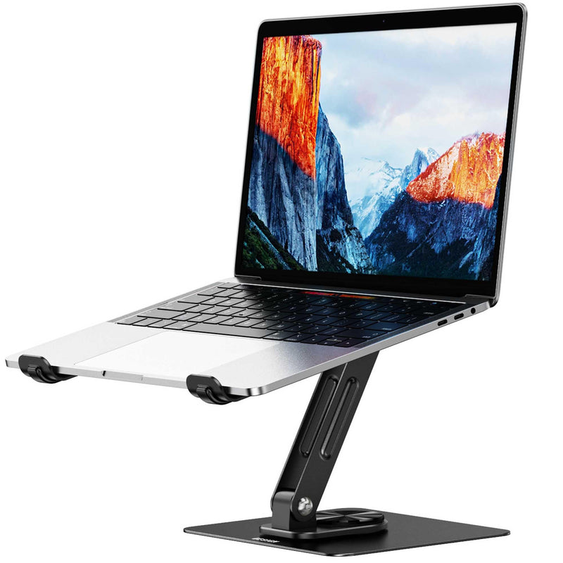 BESIGN LS12 Laptop Stand with 360° Rotating Base, Ergonomic Adjustable Notebook Holder, Computer Riser Stand Compatible with Air, Pro, Dell, HP, Lenovo More 10-14" Laptops (Black)