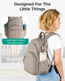 BAGSMART College Laptop Backpack, Travel Backpack for Women, Quilted Casual Daypack, Water-Resistant Bookbag for 15.6 Inch Laptop, Camel