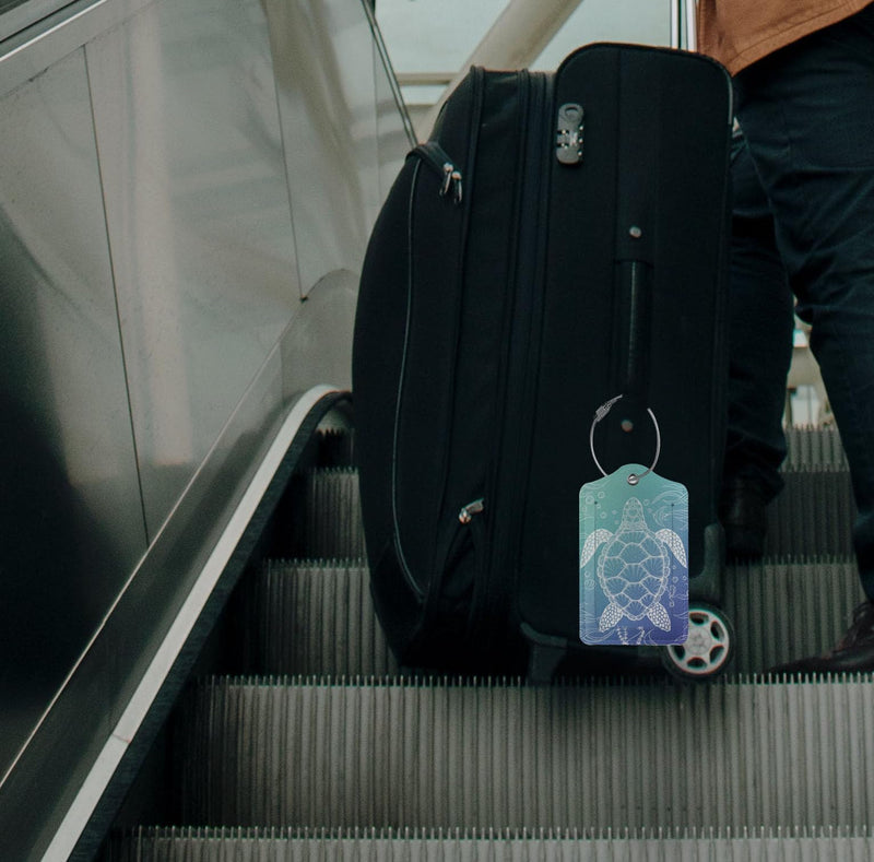 2 Pack Sea Turtle Luggage Tag for Suitcases, Cute Turtle Theme Party Decorations Leather Tags, Cruise Ship Essential Travel Unique Gift for Men Women Couples Lover, Funny Christmas Birthday Gifts