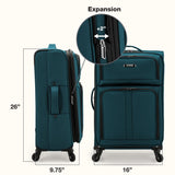 U.S. Traveler Anzio Softside Expandable Luggage with Spinner Wheels, Teal, 26-Inch Medium