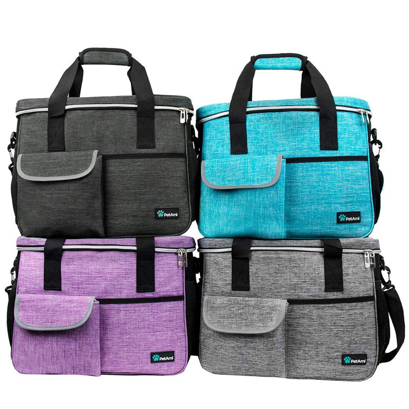 PetAmi Dog Travel Bag, Travel Pet Bag Organizer, Dog Food Travel Bag with Food Container and Bowls, Dog Travel Supplies Gift Accessories for Weekend Camping, Dog Cat Diaper Bag (Sea Blue, Medium)