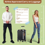 Joyway Carry On Luggage, Expandable Suitcase with Smart Cup Holder and USB Port, 20 IN Hardside Checked with TSA Lock Spinner Double Wheels, Black