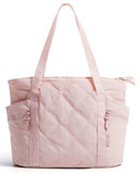BAGSMART Crush Tote Bag for Women, 20L Puffer Work Tote with Zipper, Travel Essentials Quilted Nurse Hospital Bag, Pink