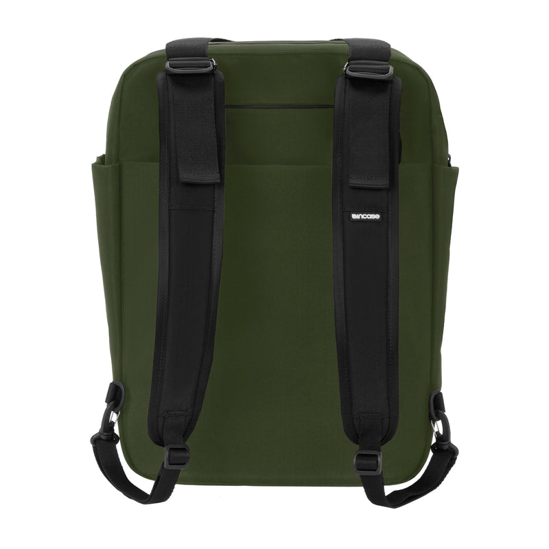 Incase 2-Way Transfer Tote - 15L Main Pocket, 16" Faux Fur Laptop Sleeve, Adjustable & Removable Straps, Easy Access Interior Pocket, Front & Back Slip Pockets, Water Bottle Pocket - Highland Green