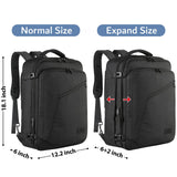 MATEIN Mens Travel Backpack, 27L Lightweight Carry on Backpack for Women, Expandable Business Backpacks, Waterproof Hiking Daypack for Outdoor Sports Rucksack Casual Daypack, Travel Essential, Black