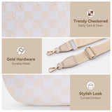 KALIDI Checkered Crossbody Bags for Women Travel Flat Fanny Packs for Woman Men Nylon Cross Body Purse Fashion Belt Bum Bag