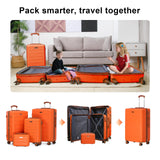 AAIVV 4 Piece Luggage Set Expandable ABS Travel Suitcase Set TSA Lock Hardshell Durable Lightweight Traveling Luggage Sets Gift for Back to School (Orange, 28in26in20in13in)