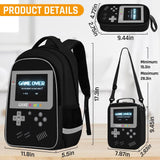 TILYTADLY School Backpack for Boys - 3pcs Gamer Boys Backpack with Lunch Box Set for Kids Children Teens Elementary Middle School - Students Bag Ages 6-18,17″ Video Game Bookbag Travel Back Pack