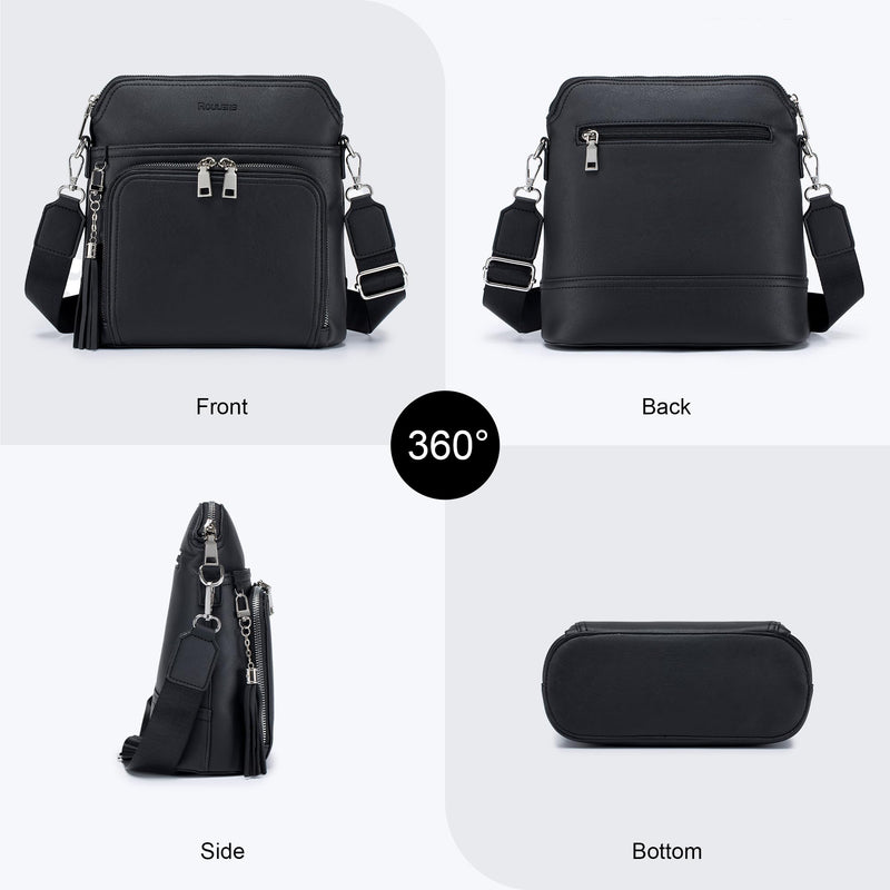 Roulens Crossbody Purse for Women Vegan Leather Medium Crossbody Wallet Bag for Travel Women Shoulder Handbags with Tassel