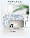Relavel Travel Makeup Bag, Small Floral Cosmetic Bag with Makeup Brush Compartment, Portable Makeup Pouch for Women, Double Layer Makeup Organizer Bag Cute Toiletry Bag
