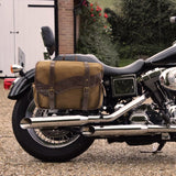 NICECNC Motorcycle Saddle Bags, Vintage Oil Waxed Canvas, Motorcycle Panniers Side Bags Compatible with Harley Honda Suzuki Yamaha Adventure Street Glide