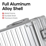 VATILIN 20 Inch All Aluminum Carry On Luggage 22x14x9 Airline Approved with Spinner Wheels,Hard Shell Zipperless Lightweight Small Suitcase with TSA Approved for Travel Business Women Men,Silver