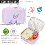 JIANYA Girls Backpack for School Mermaid School Bags Kindergarten Kids Backpacks with Lunch Box & Chest Strap, Light Blue