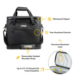 RTIC Soft Cooler 40 Can, Insulated Bag Portable Ice Chest Box for Lunch, Beach, Drink, Beverage, Travel, Camping, Picnic, Car, Trips, Floating Cooler Leak-Proof with Zipper, Black