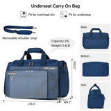 Hanke Underseat Carry On luggage Bags for Travel, Foldable Travel Bags for Women, Soft Lightweight Personal Item Travel Bag Small Carry On Bags for Airplanes, Travel Tote Bags for Women Men.（Blue）