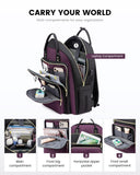 LOVEVOOK Laptop Backpack Purse for Women, 15.6" Laptop Bag for Travel with USB Port, Water Resistant Lightweight Daypacks for College Work Business, Nurse Teacher Computer Bags, Purple Black