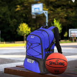 WOLT | Basketball Backpack Large Sports Bag with Separate Ball Holder & Shoes Compartment, Best for Basketball, Soccer, Volleyball, Swim, Gym, Travel(Blue)