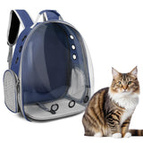 XIZIX Cat Bubble Backpack, Transparent Cat Backpack for Kitten Small Dog Pet, Space Capsule Cat Backpack Carrier for Hiking Camping Travel Outdoor Use (Navy Blue)
