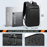 FENRUIEN Slim Laptop Backpack for Men, Water Resistant Light Weight Backpack with USB Charging Port, Black Laptop Bag 15.6 Inch