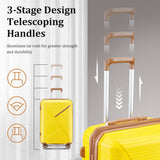 TRAVELEO 4 Piece Expandable Hardshell Pink Luggage Sets with Spinner Wheels, Lightweight Travel Suitcase Set with TSA Locks, 20 inch Carry On for Women (Yellow, 4 Piece Set)