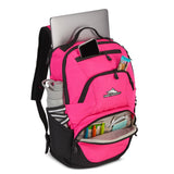 High Sierra Swoop Backpack, Lightweight Bookbag, Large Main Compartment + External Accessory Pockets, Separate Laptop Pocket, Dual Water Bottle Pockets, Fits most 17” Laptops, 30L Capacity, Flamingo