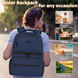MATEIN Cooler Backpack Insulated Waterproof, 26 Cans Leak-Proof Lunch Backpack Cooler for Men Women, Double Layer Lightweight Soft Cooler Bag Portable Lunchbox Backpack for Beach Travel Picnic, Blue
