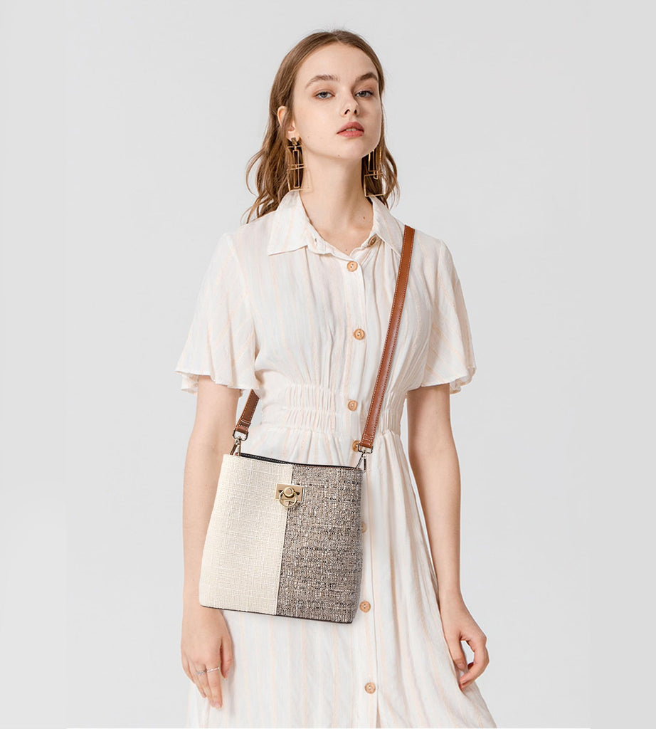 KALIDI Crossbody Bag for Women Shoulder Tote Handbag PU Leather Bucket Bag Cross body Purse with Adjustable Strap, Multi Pockets