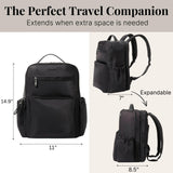 Baggallini Tribeca Expandable Laptop Backpack - 15"x11" Lightweight RFID Computer Bag for Work & Travel with Luggage Sleeve