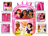 Fast Forward Kid’s Disney Licensed 16” Large School Backpacks with Multiple Pockets (Princess)