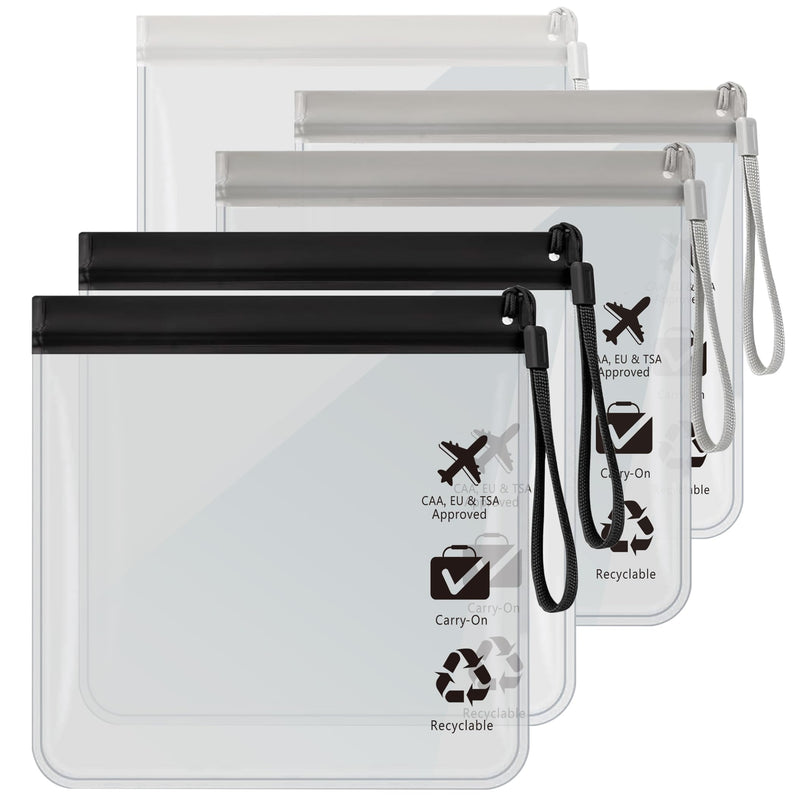 5Pcs TSA Approved Toiletry Bag-Quart Size Travel Bag for EU UK & US Carry-on Regulations Security, Quart Clear Toiletries, Cosmetic and 3-1-1 Liquids Toiletry Bag (Waterproof & Leakproof)