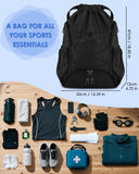 BROTOU Soccer Bags, Football Backpack, Volleyball Bag, Drawstring Soccer Backpack with Ball and Shoe Compartment (Black)