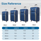 GOAWGO 4-Piece Luggage Set (20/24/28/32") with Lock | Expandable Carry-On Softshell Suitcase | Softside Lightweight Travel Suitcase Set with Spinner Wheels and Front Pocket (Navy Blue)